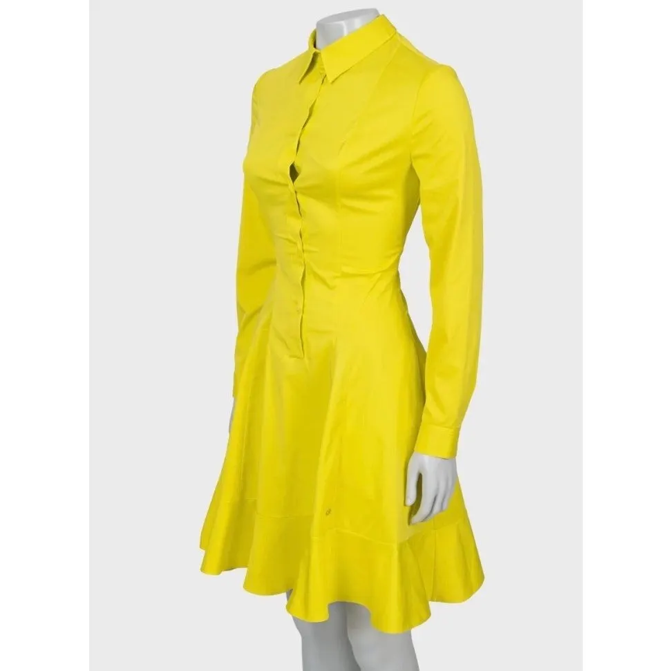 Dior Christian Dior Yellow Cotton Blend Fitted Shirt Dress IT 42/M Pre-owned Yellow Cotton Good - Back View