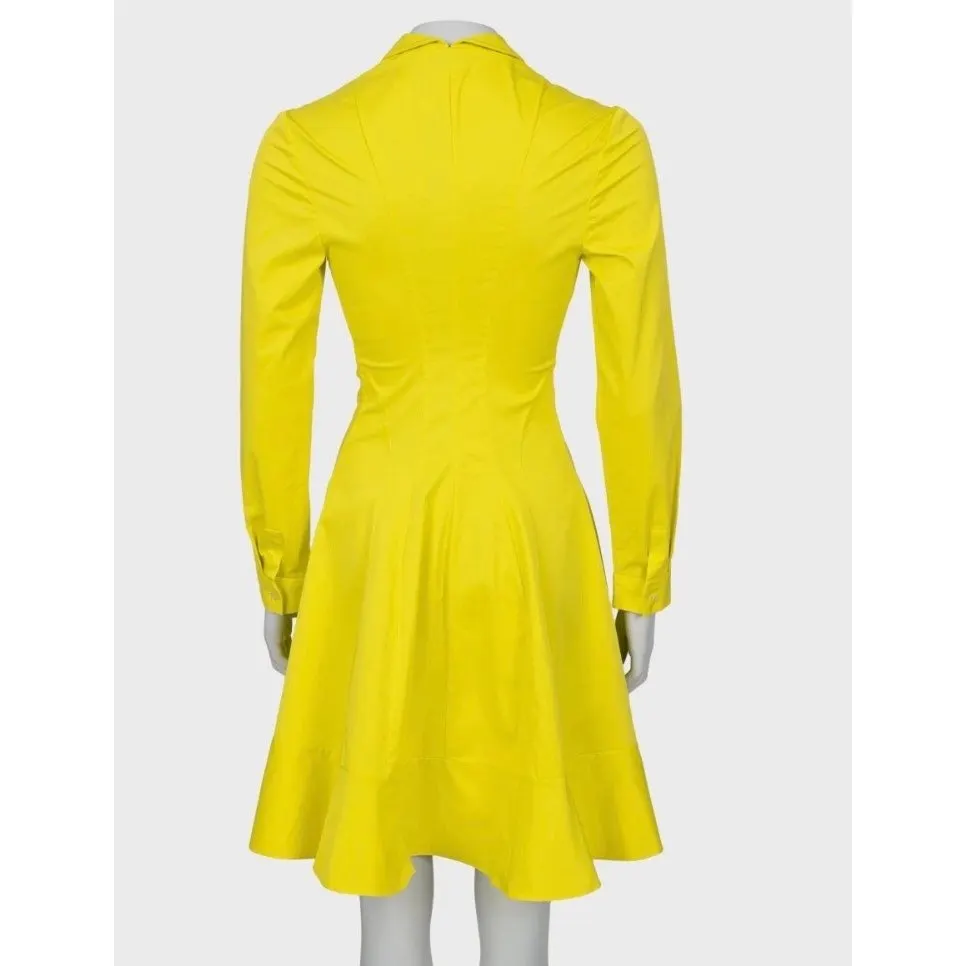 Dior Christian Dior Yellow Cotton Blend Fitted Shirt Dress IT 42/M Pre-owned Yellow Cotton Good - Inside View