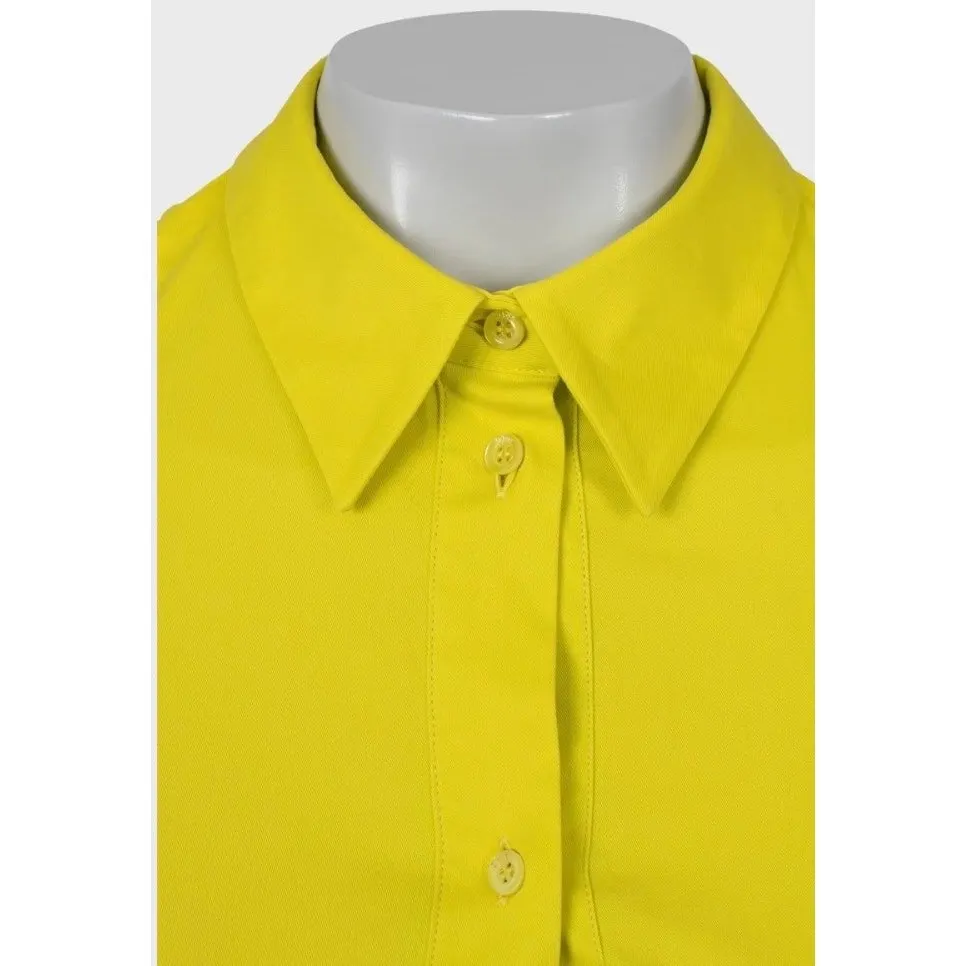 Dior Christian Dior Yellow Cotton Blend Fitted Shirt Dress IT 42/M Pre-owned Yellow Cotton Good - Model View