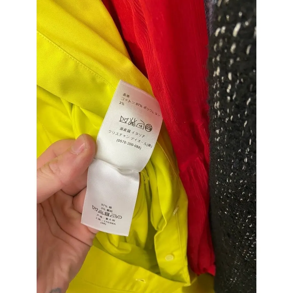 Dior Christian Dior Yellow Cotton Blend Fitted Shirt Dress IT 42/M Pre-owned Yellow Cotton Good - Box View
