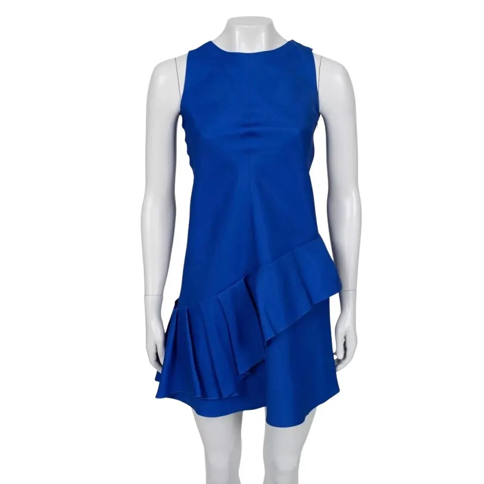 Dior Christian Dior Vintage Blue Silk Blend A-Line Dress Sz.40/S Pre-owned Blue Silk Good - Front View