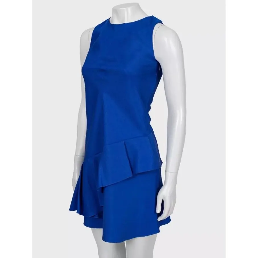 Dior Christian Dior Vintage Blue Silk Blend A-Line Dress Sz.40/S Pre-owned Blue Silk Good - Back View