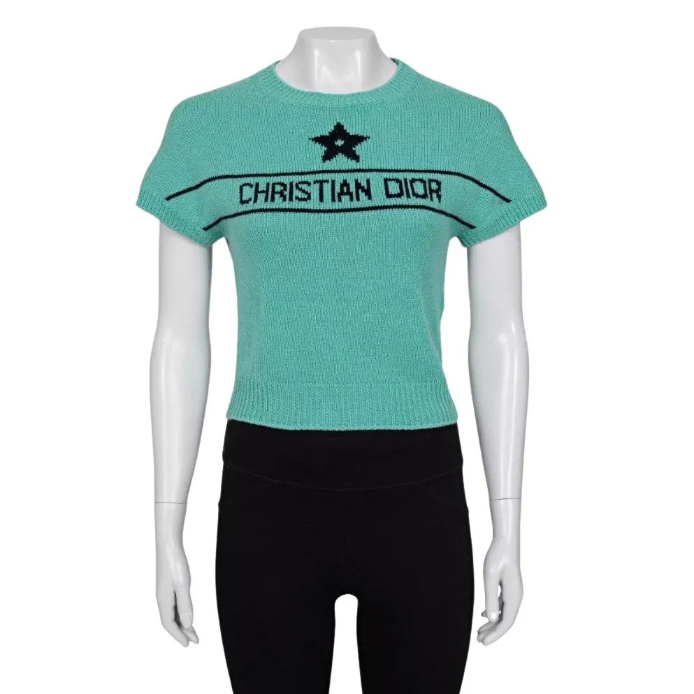 Dior Christian Dior Green Cashmere Signature Top Sz.36/S Pre-owned Green Wool Good - Front View