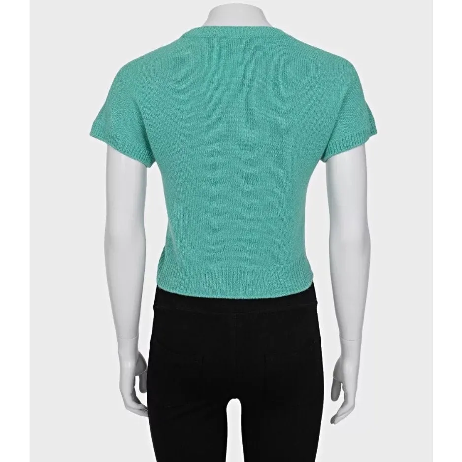 Dior Christian Dior Green Cashmere Signature Top Sz.36/S Pre-owned Green Wool Good - Inside View