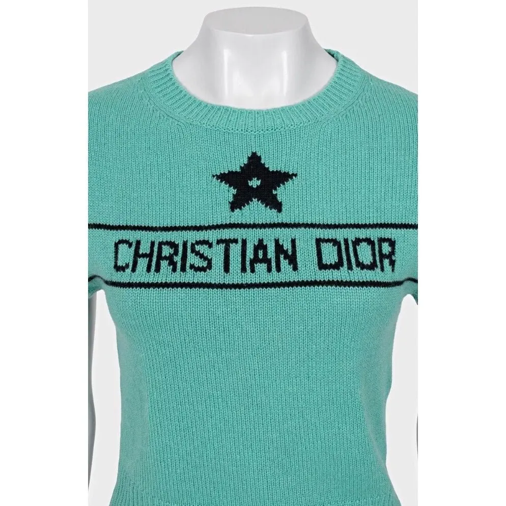 Dior Christian Dior Green Cashmere Signature Top Sz.36/S Pre-owned Green Wool Good - Model View