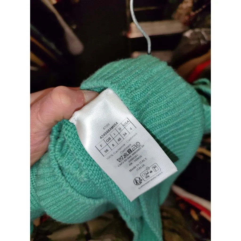 Dior Christian Dior Green Cashmere Signature Top Sz.36/S Pre-owned Green Wool Good - Box View