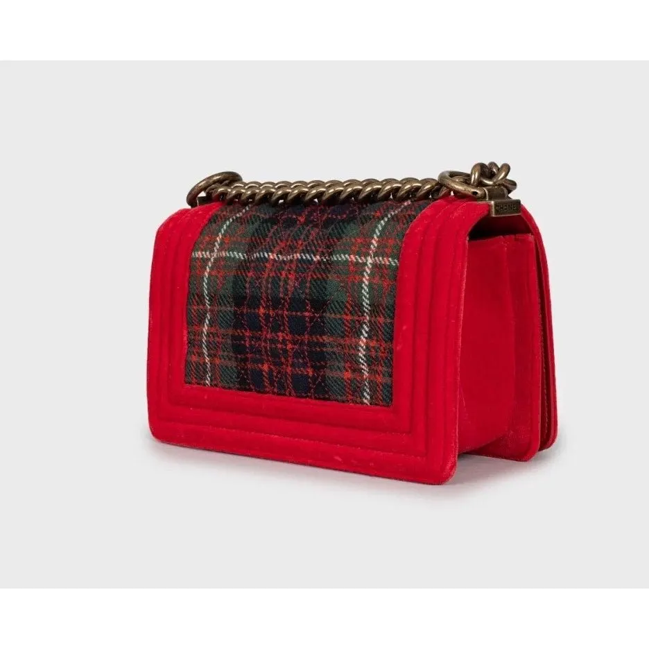 Chanel Paris-Edinburgh Small Tartan Boy Bag Pre-owned MultiColor Leather Good - Back View