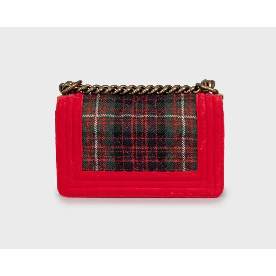 Chanel Paris-Edinburgh Small Tartan Boy Bag Pre-owned MultiColor Leather Good - Inside View