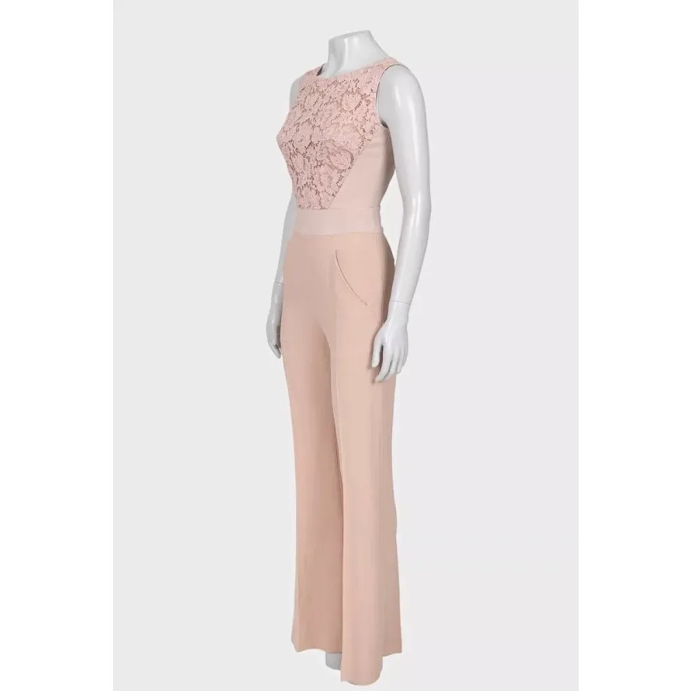 Elie Saab Fitted Lace-Embellished Jumpsuit EU34 XS Pre-owned Beige Lace Good - Back View