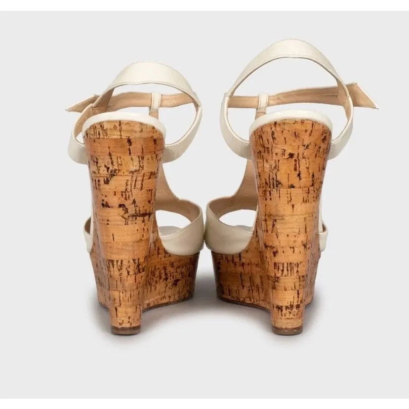 Christian Louboutin Christian Louboutin White Leather Wedge Sandals Sz.40 Pre-owned White Leather Good - Model View