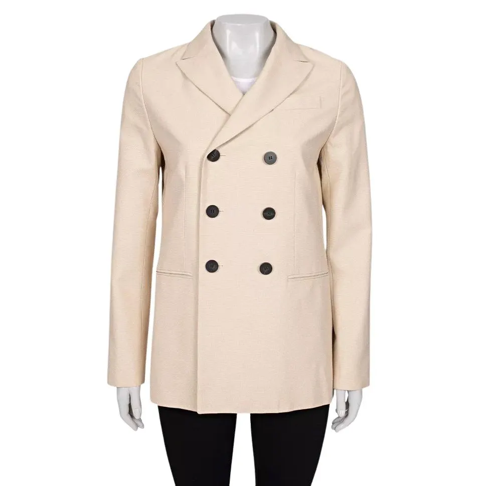 Dior Christian Dior Beige Double-Breasted Jacket Size 36/S Pre-owed Beige Silk Good - Front View
