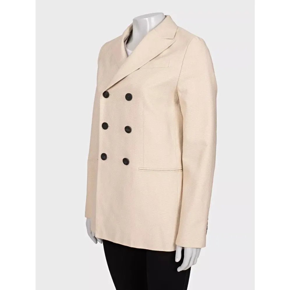 Dior Christian Dior Beige Double-Breasted Jacket Size 36/S Pre-owed Beige Silk Good - Back View