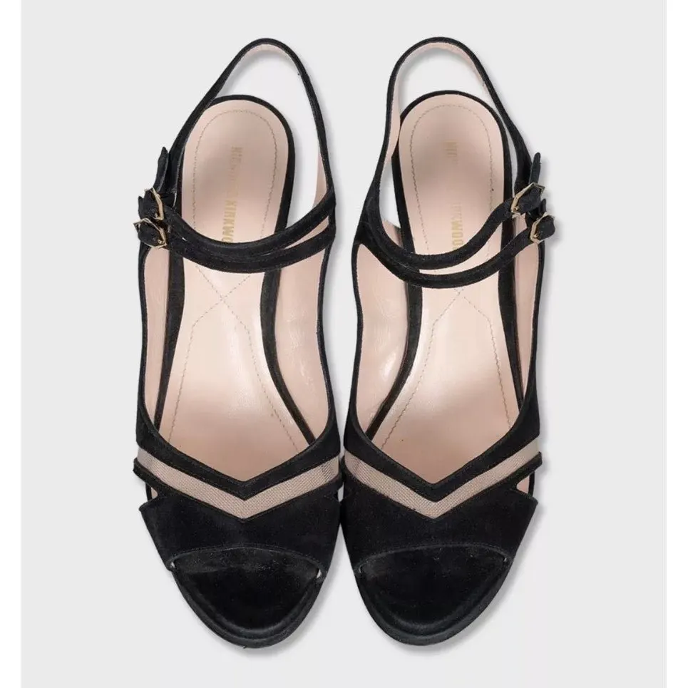 Nicholas Kirkwood Pearl Suede Sandals - Size 39 Pre-owned Gold Suede Good - Back View