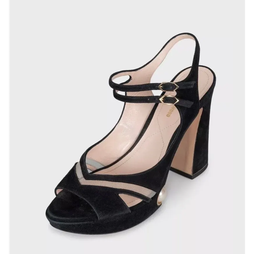 Nicholas Kirkwood Pearl Suede Sandals - Size 39 Pre-owned Gold Suede Good - Inside View
