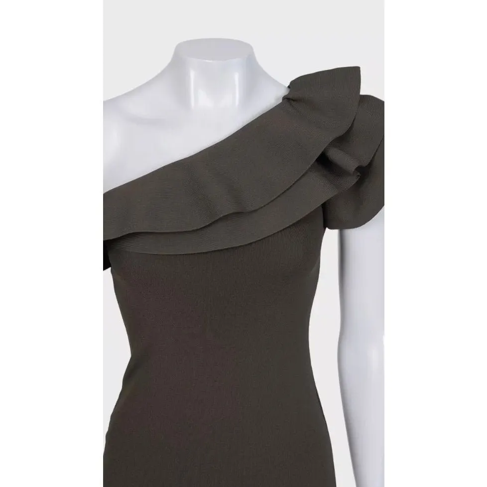 Valentino Green Elegant Ruffle Accent Dress Sz.S Pre-owned Green Good - Model View