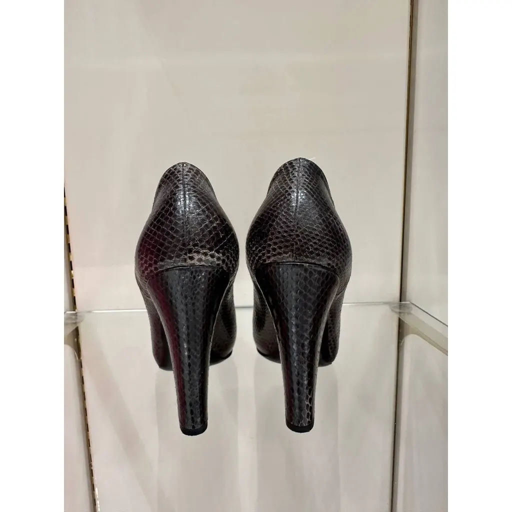 Bottega Veneta Brown Python Leather Round Toe Pumps Size 38 pre-owned Brown Leather Good - Inside View