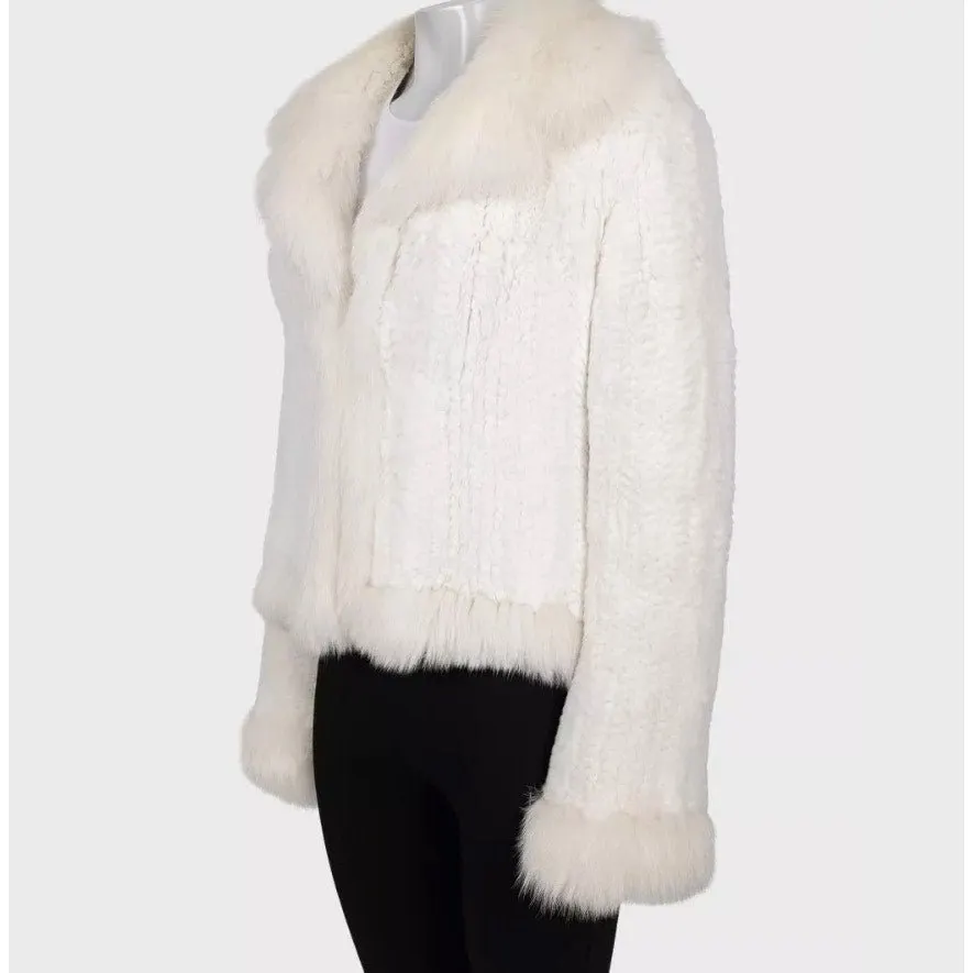 Valentino Roma Luxurious White Faux Fur Coat - Size XL Pre-owned White Good - Back View