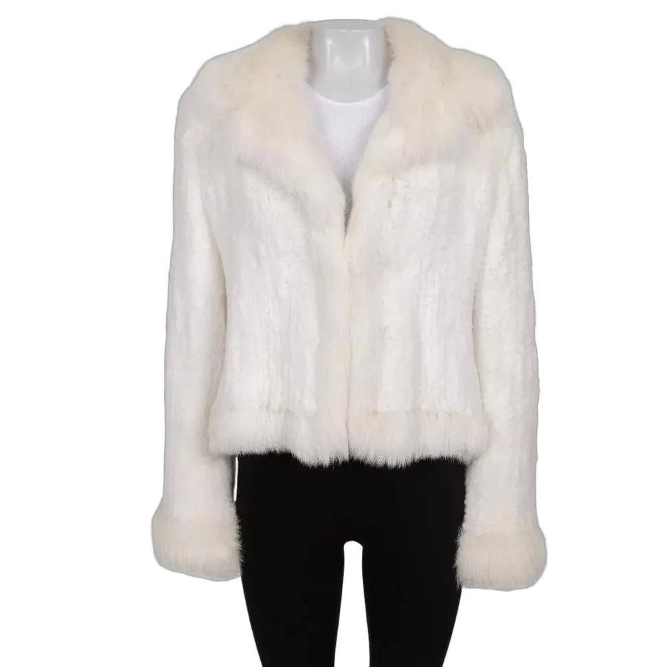 Valentino Roma Luxurious White Faux Fur Coat - Size XL Pre-owned White Good - Front View