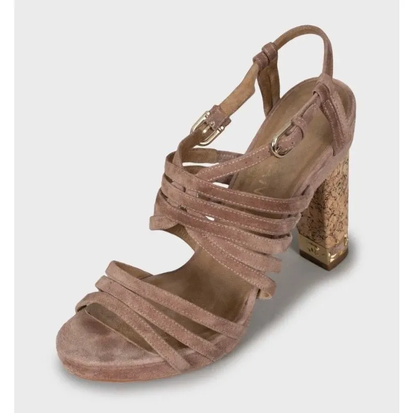 Chanel Chanel Brown Suede Block Heel Sandals Sz 36.5 pre-owned Brown Suede Good - Inside View