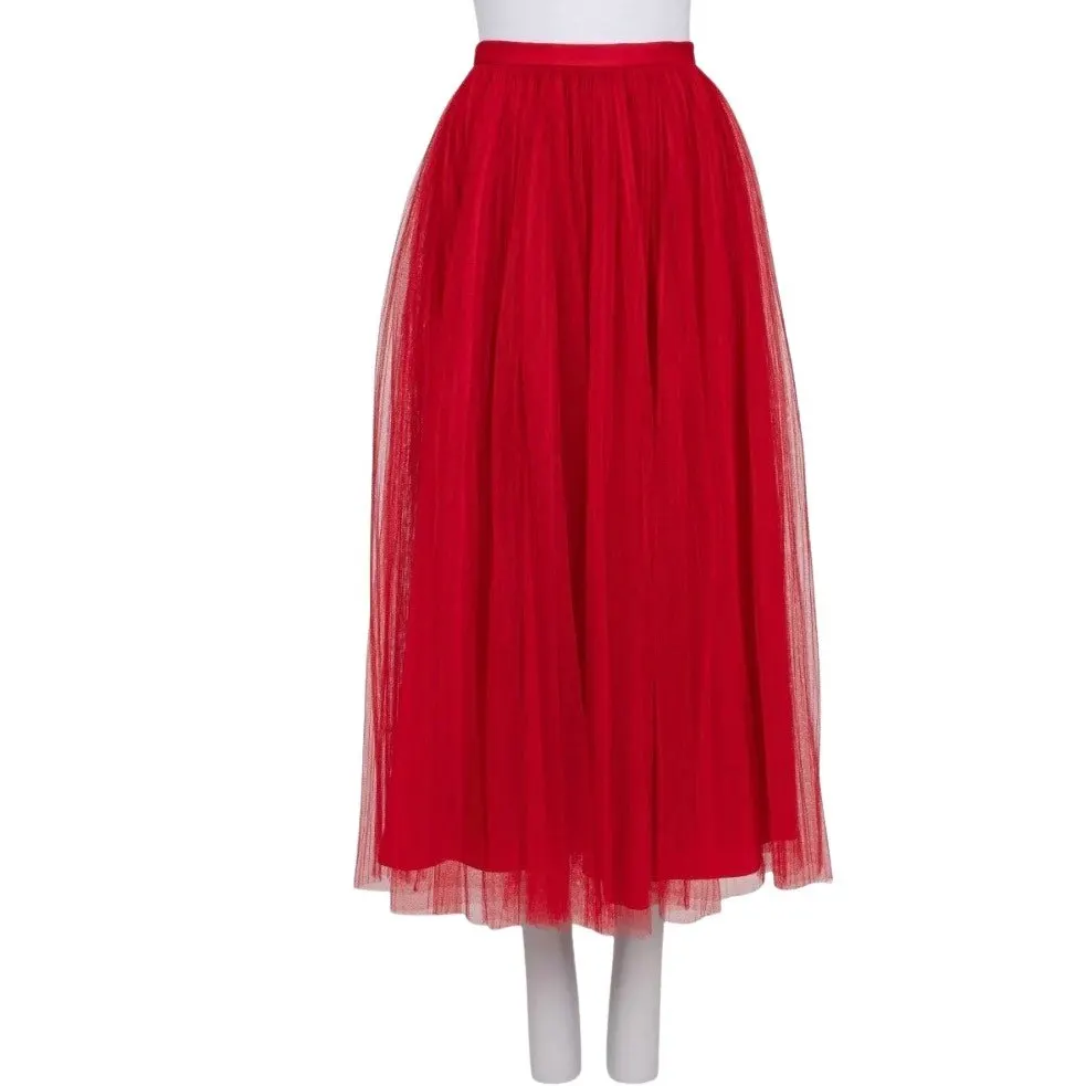 Dior Christian Dior Red Tulle Skirt with Silk Lining - Size 36/S Pre-owned Red Silk Good - Front View