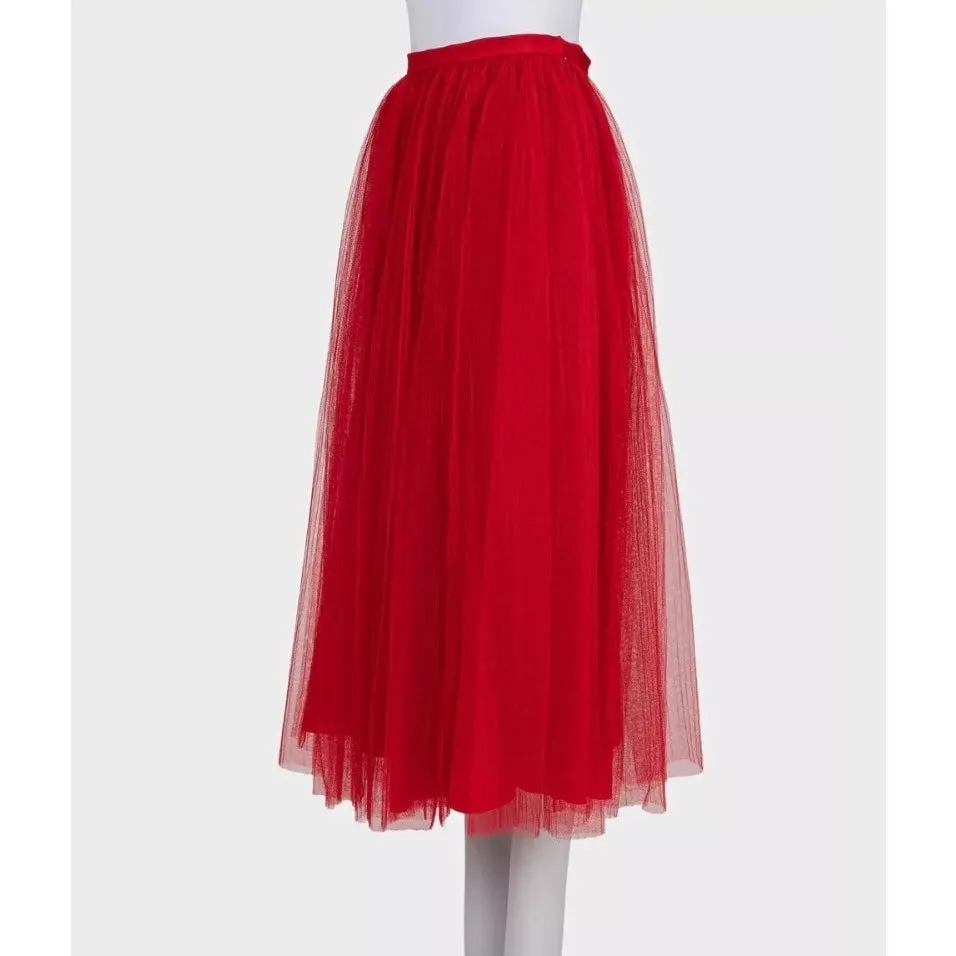 Dior Christian Dior Red Tulle Skirt with Silk Lining - Size 36/S Pre-owned Red Silk Good - Back View