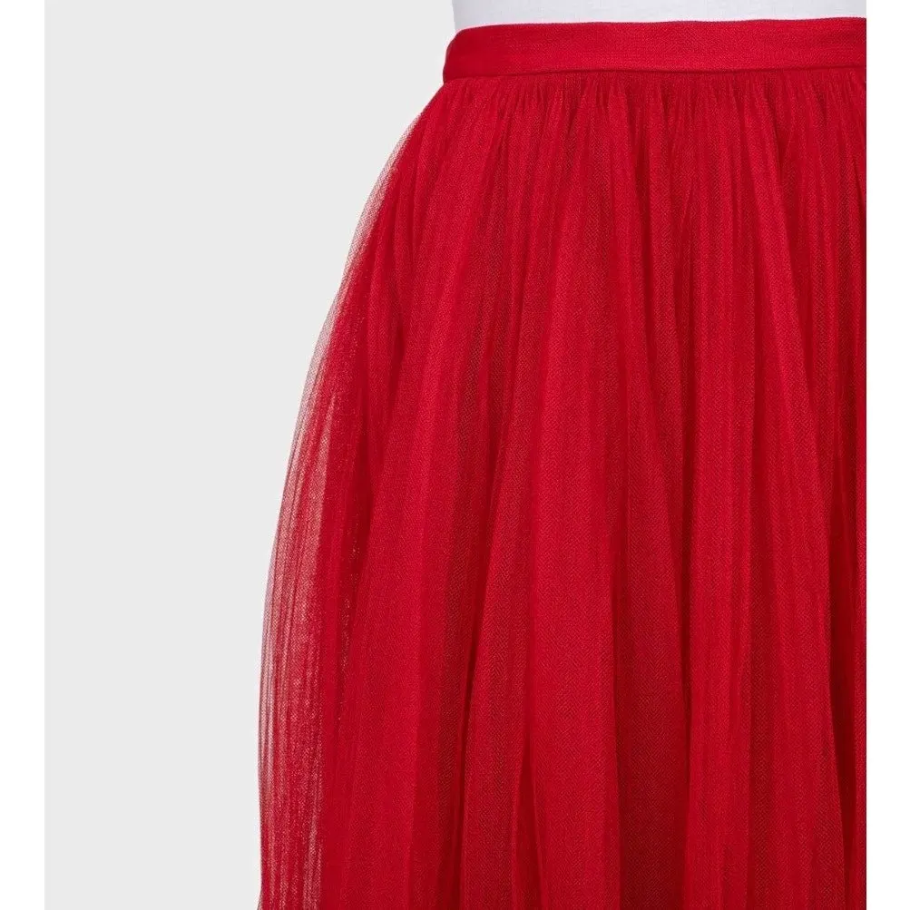 Dior Christian Dior Red Tulle Skirt with Silk Lining - Size 36/S Pre-owned Red Silk Good - Model View