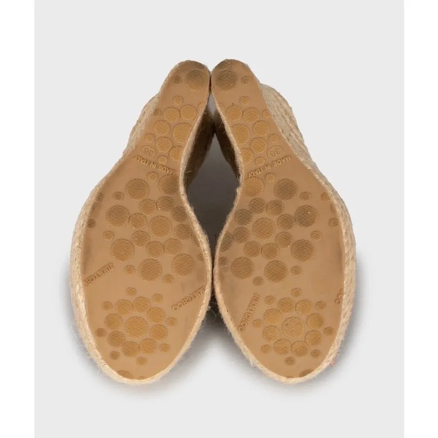 Jimmy Choo Jimmy Choo Animal Print Leather Wedge Sandals Sz.36 Pre-owned Beige Leather Good - Box View