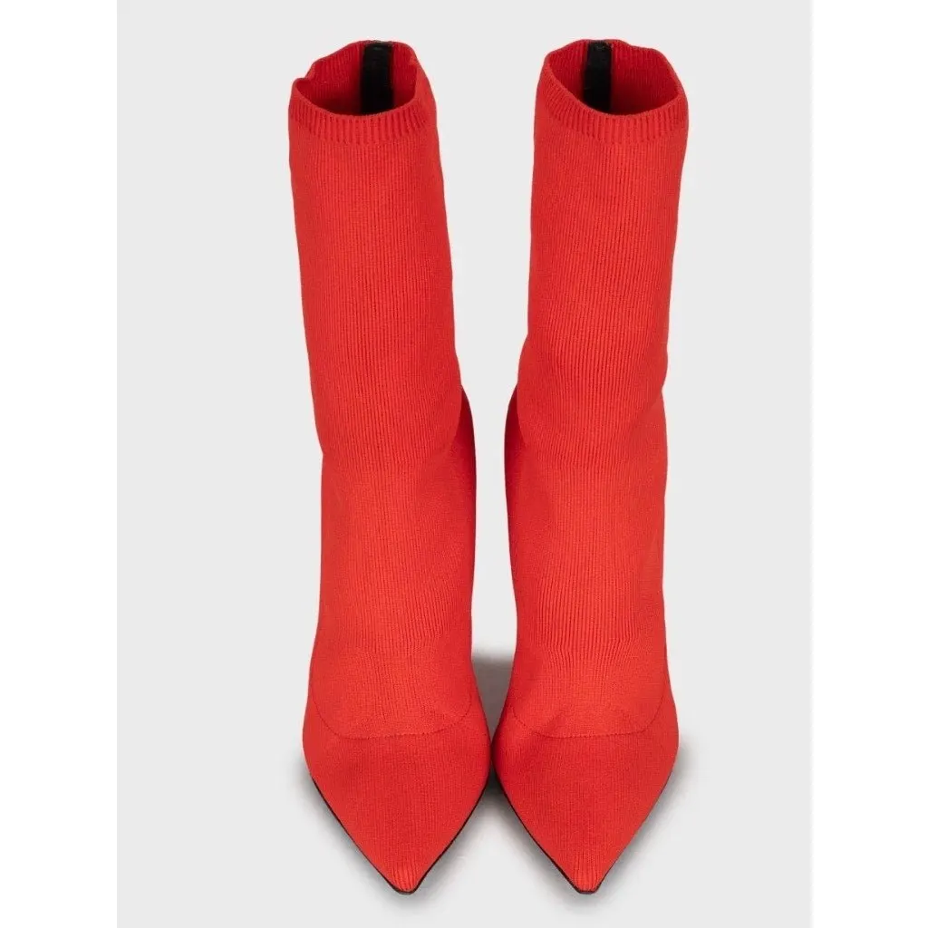 Unravel Project NWOB Ben Taverniti Unravel Project Red Stiletto Ankle Boots Sz.36 Pre-owned Red Leather Never worn - Back View