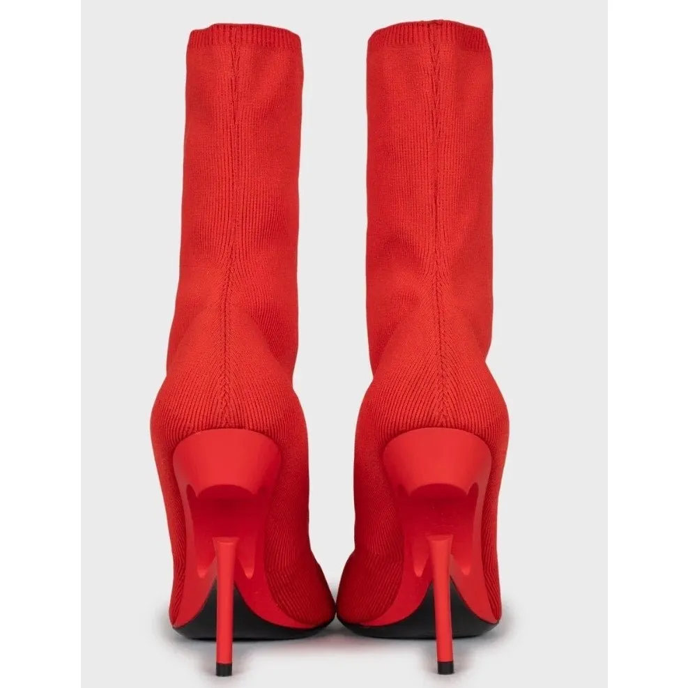 Unravel Project NWOB Ben Taverniti Unravel Project Red Stiletto Ankle Boots Sz.36 Pre-owned Red Leather Never worn - Model View