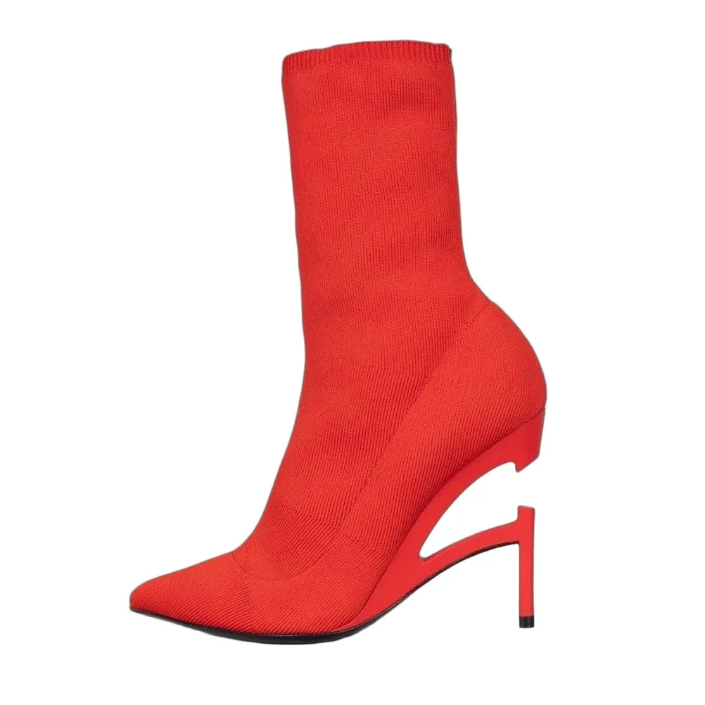Unravel Project NWOB Ben Taverniti Unravel Project Red Stiletto Ankle Boots Sz.36 Pre-owned Red Leather Never worn - Front View