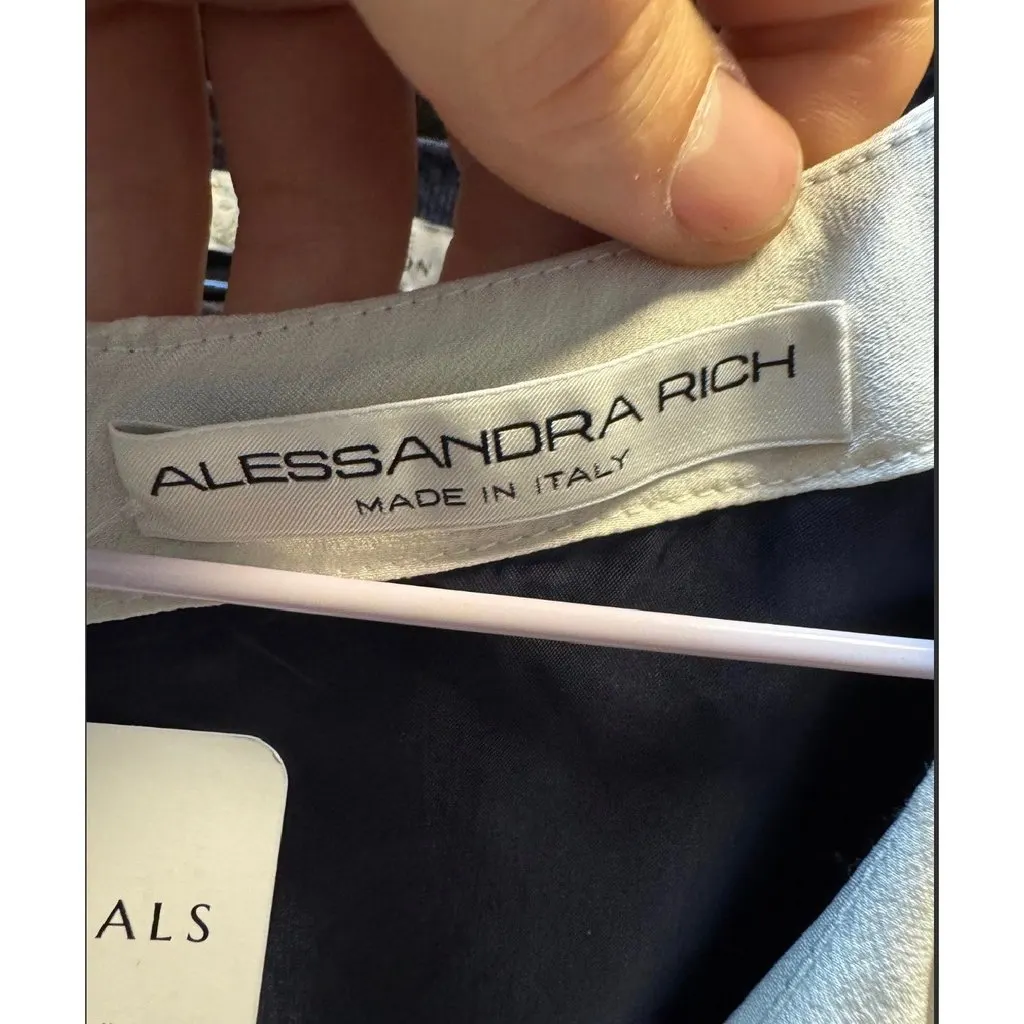 Alessandra Rich Blue Floral Silk Dress Sz.40 Pre-owned Blue Silk Good - Box View