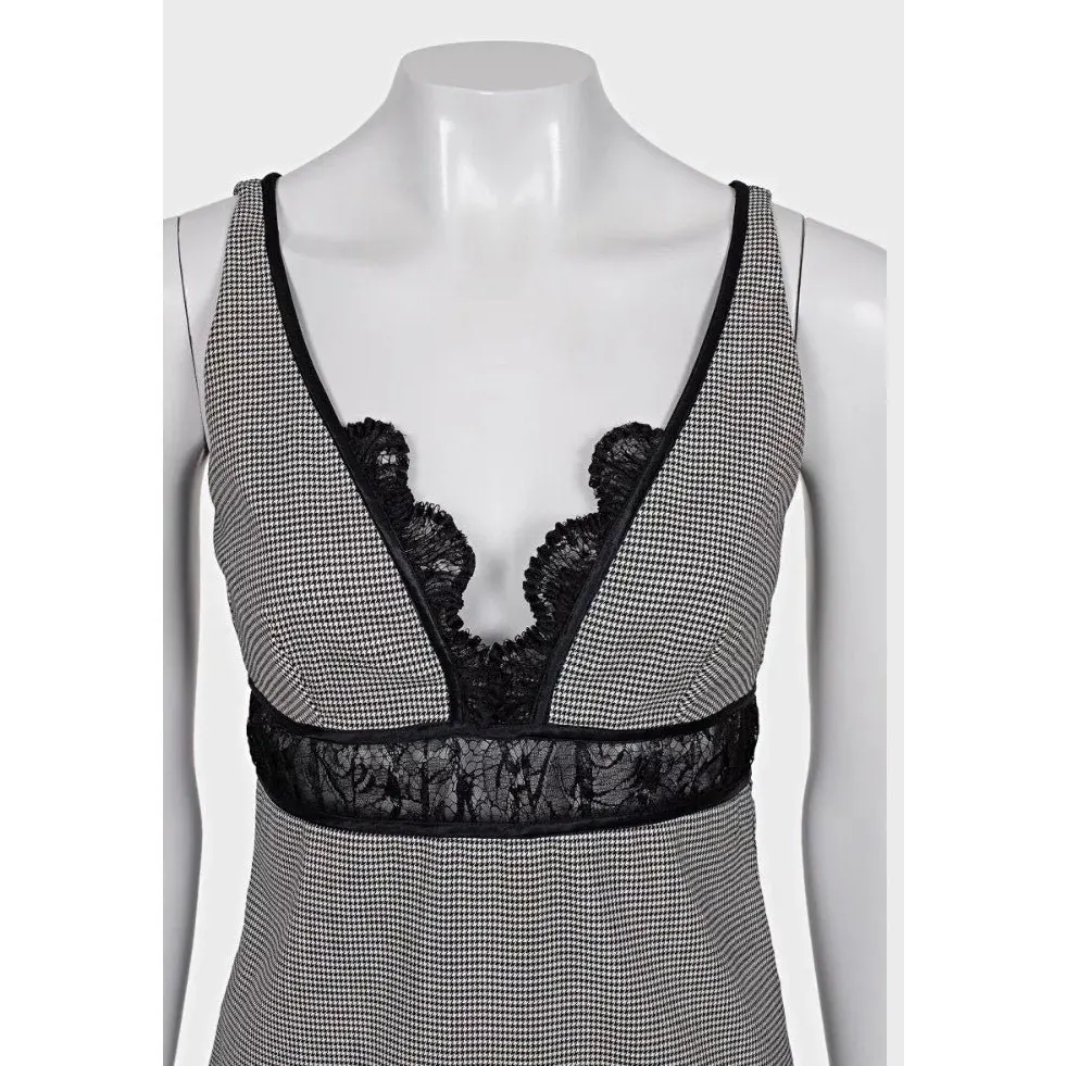 Roberto Cavalli Black & White Lace Wool Blend Dress Size 42/ M Pre-owned Black Lace Good - Model View