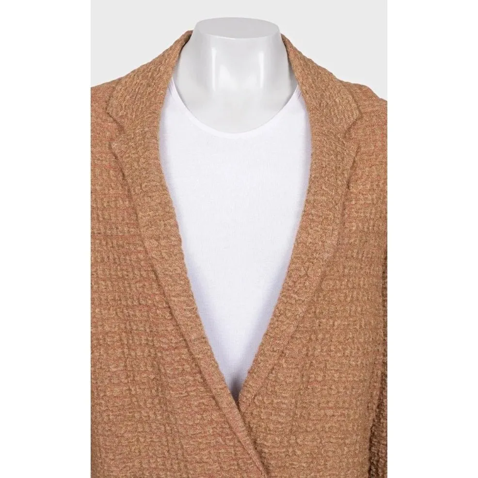 Sonia Rykiel Brown Mixed Knit Button-Up Cardigan, Size S pre-owned Brown Good - Model View