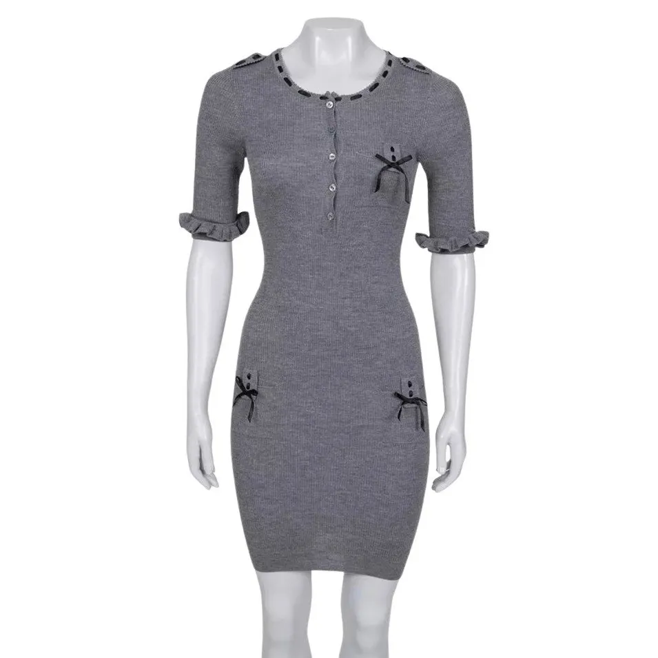 Dior Christian Dior Grey Fitted Cashmere Blend Dress - EU 34 | S pre-owned Grey Wool Good - Front View