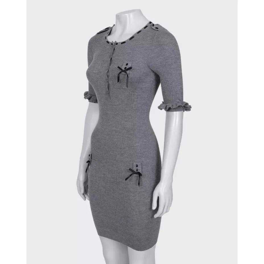 Dior Christian Dior Grey Fitted Cashmere Blend Dress - EU 34 | S pre-owned Grey Wool Good - Back View