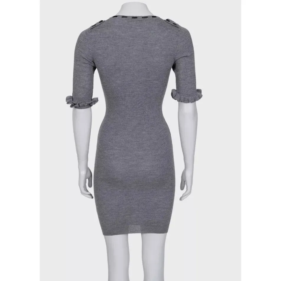 Dior Christian Dior Grey Fitted Cashmere Blend Dress - EU 34 | S pre-owned Grey Wool Good - Inside View