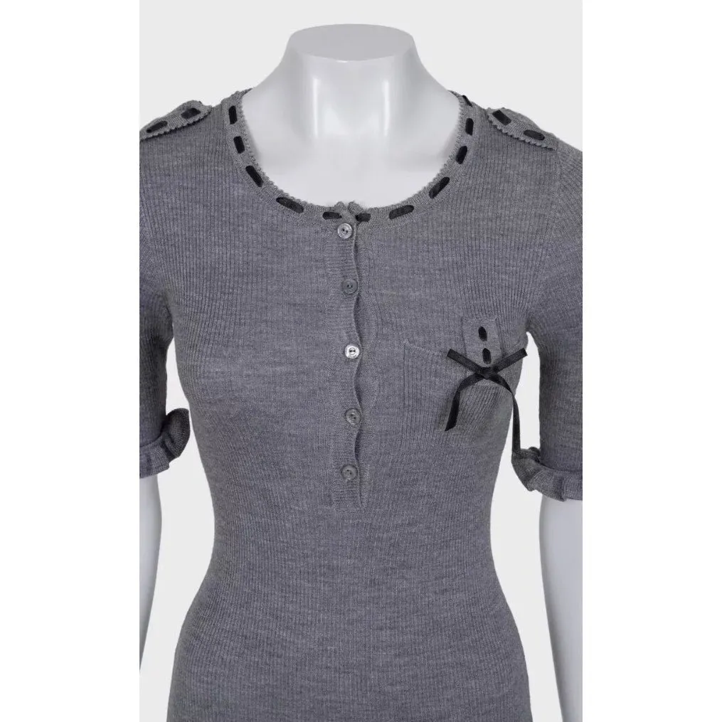 Dior Christian Dior Grey Fitted Cashmere Blend Dress - EU 34 | S pre-owned Grey Wool Good - Model View