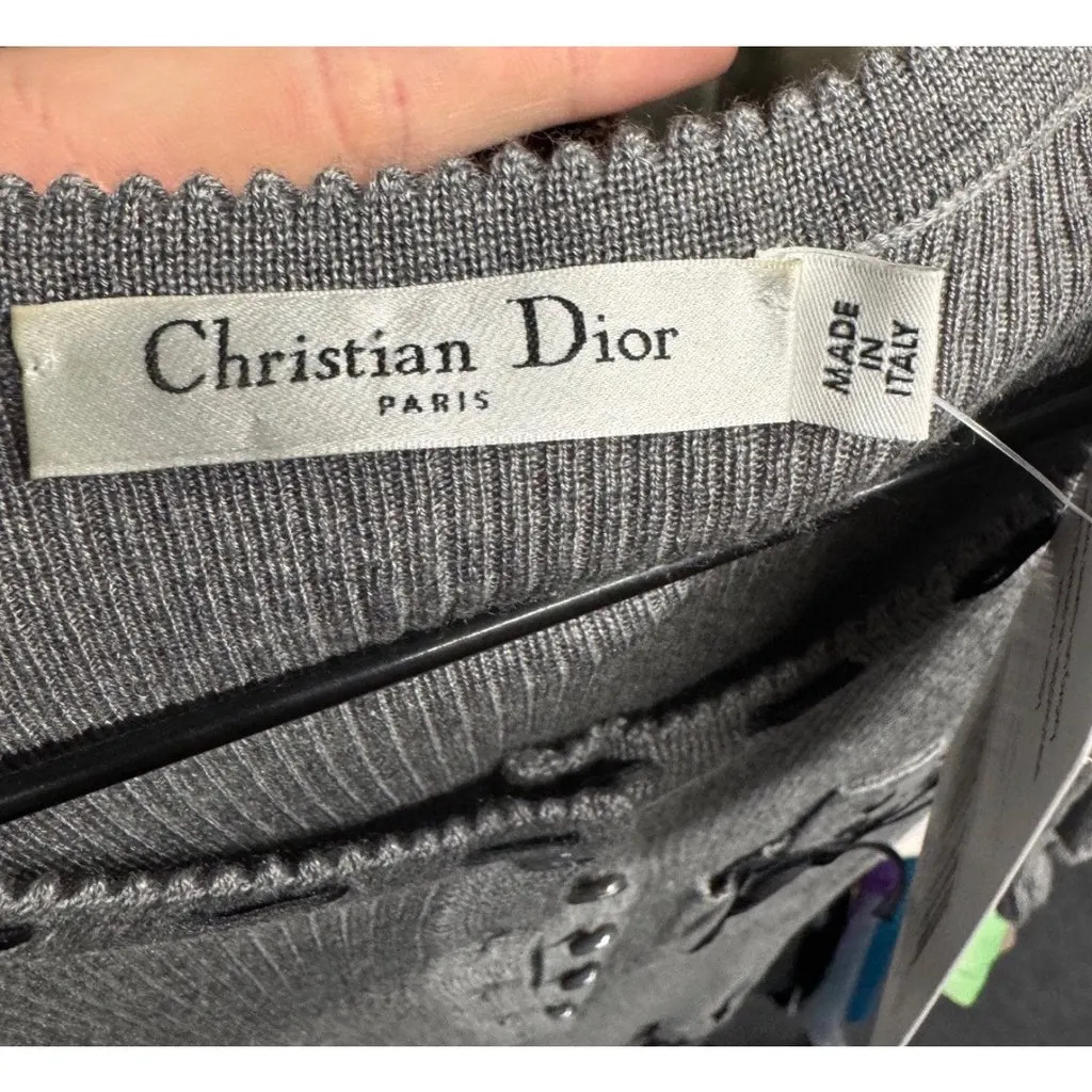Dior Christian Dior Grey Fitted Cashmere Blend Dress - EU 34 | S pre-owned Grey Wool Good - Box View