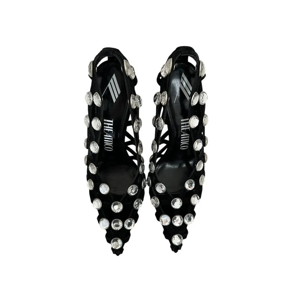 The Attico NWOB The Attico 'Grid' Pump Black Silver Heels Sz.38.5 pre-owned Black Never worn - Box View