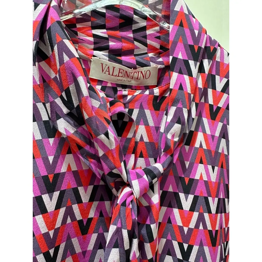 Valentino Silk Blouse Pants Set Suit - Women's Sz 40/42 Pre-owned Navy Silk Good - Inside View