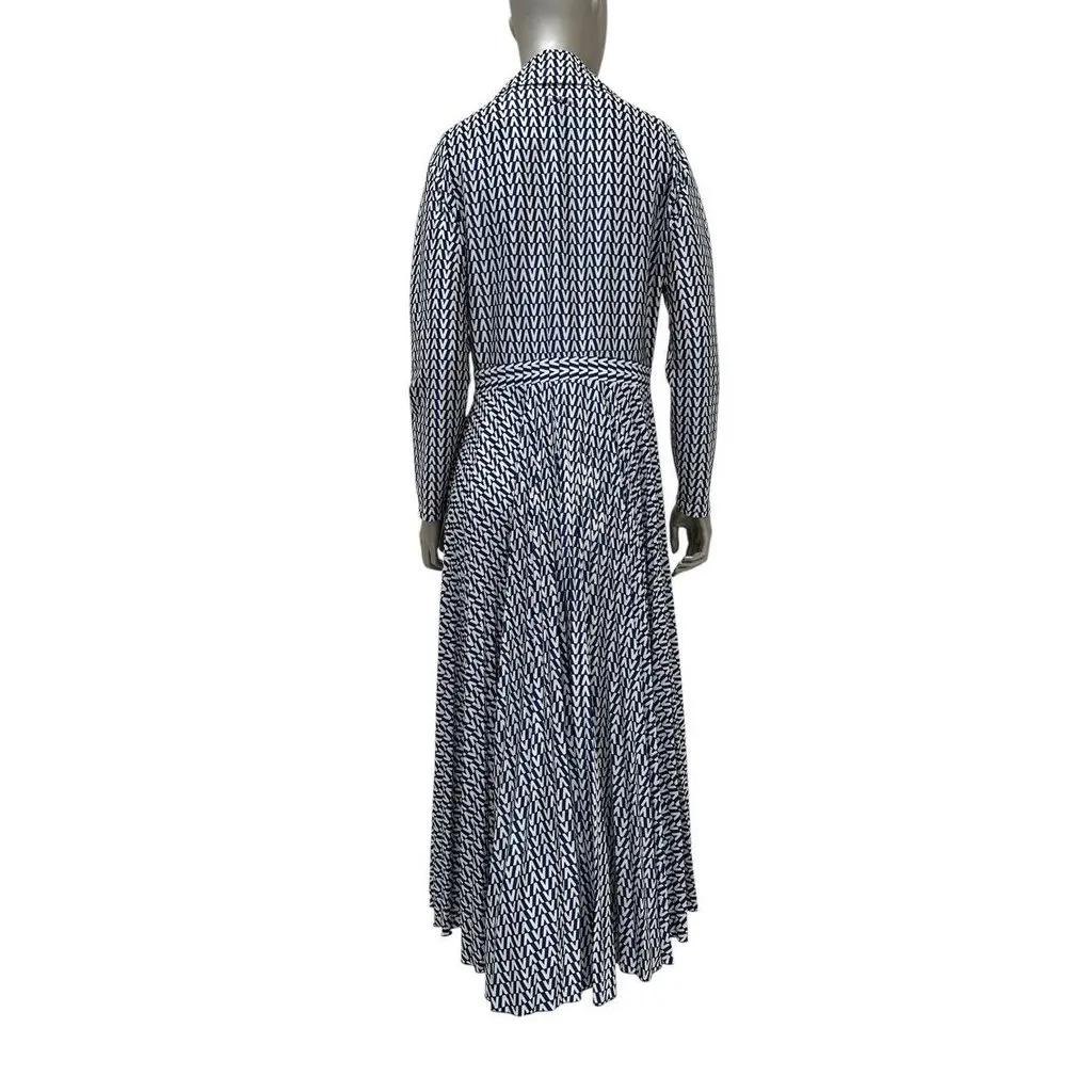 Valentino Blue V-Print Maxi Dress Sz.M Pre-owned Blue Good - Back View