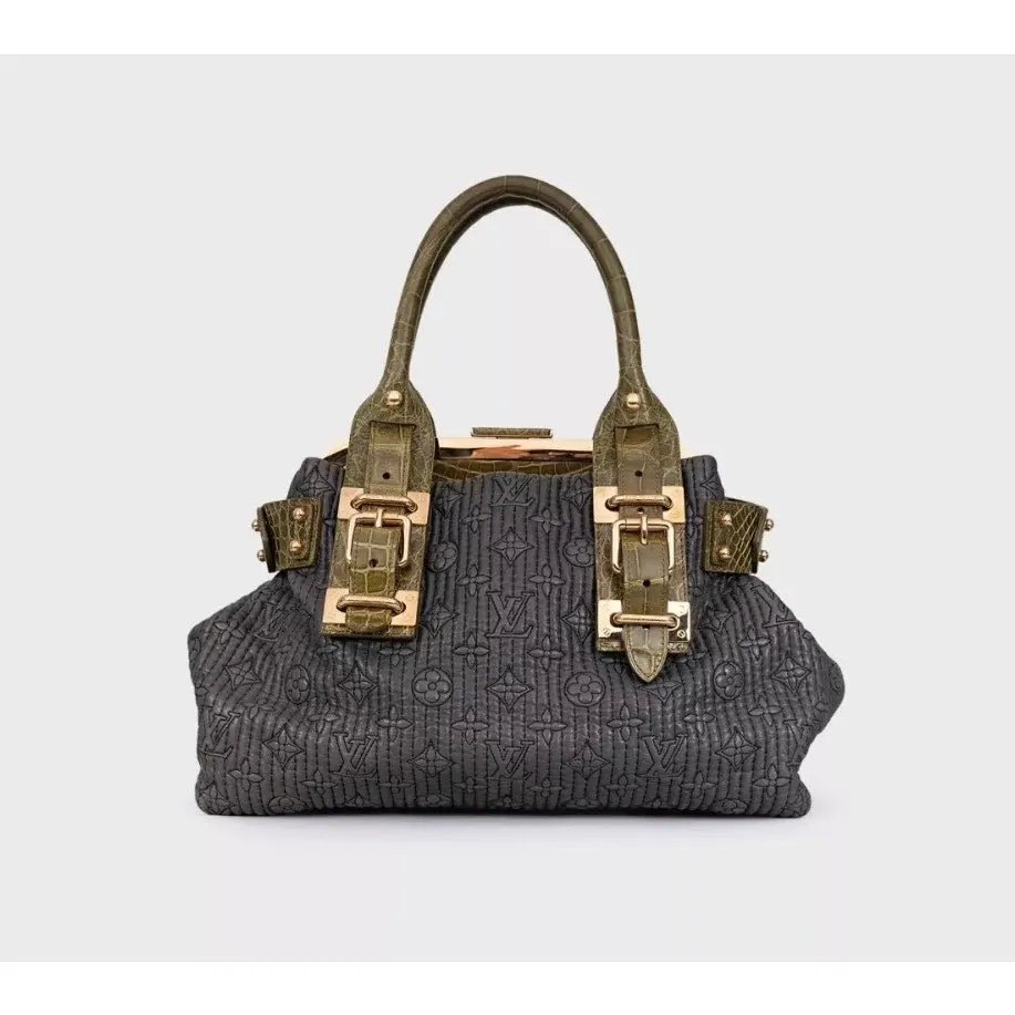 Louis Vuitton Rare Motard Biker Crocodile Print Lambskin Shoulder Bag Pre-owned Grey Leather Good - Inside View