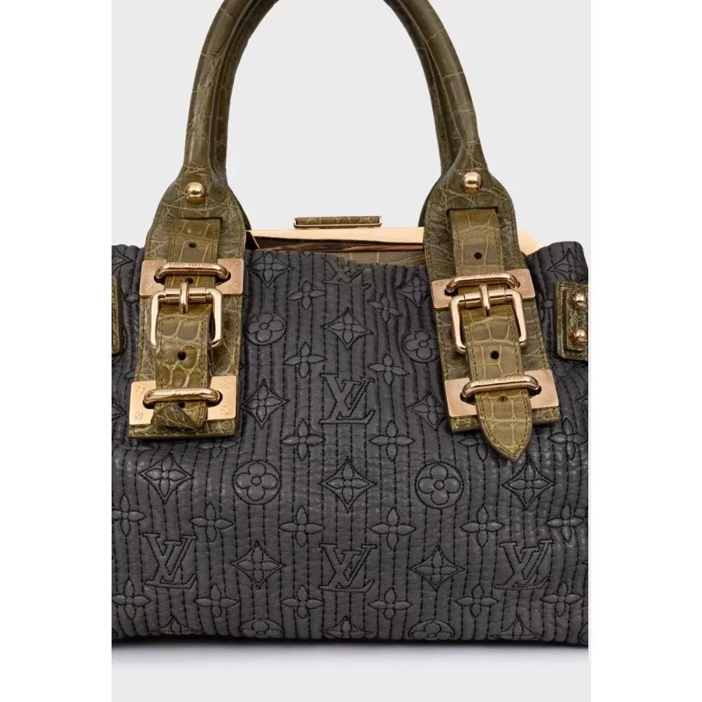 Louis Vuitton Rare Motard Biker Crocodile Print Lambskin Shoulder Bag Pre-owned Grey Leather Good - Box View