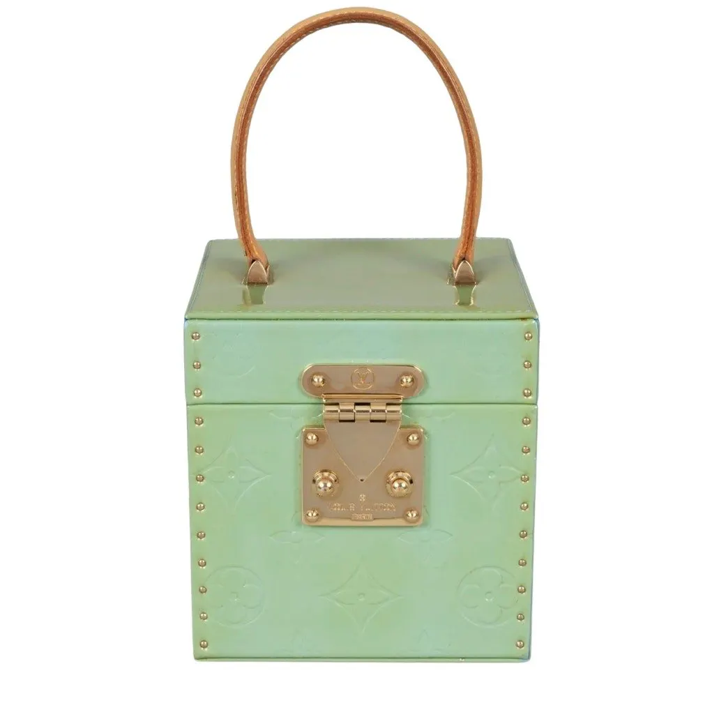 Louis Vuitton Bleecker Box Green Monogram Vernis Handbag Pre-owned Green Leather Good - Front View