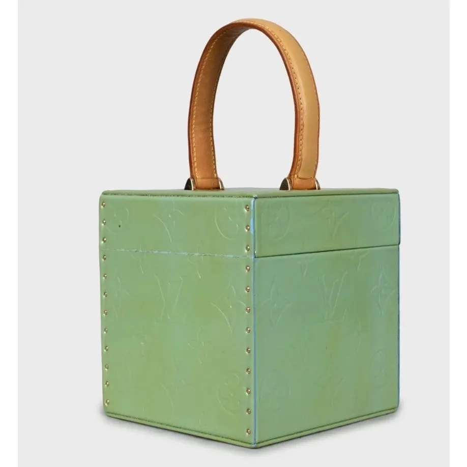 Louis Vuitton Bleecker Box Green Monogram Vernis Handbag Pre-owned Green Leather Good - Back View