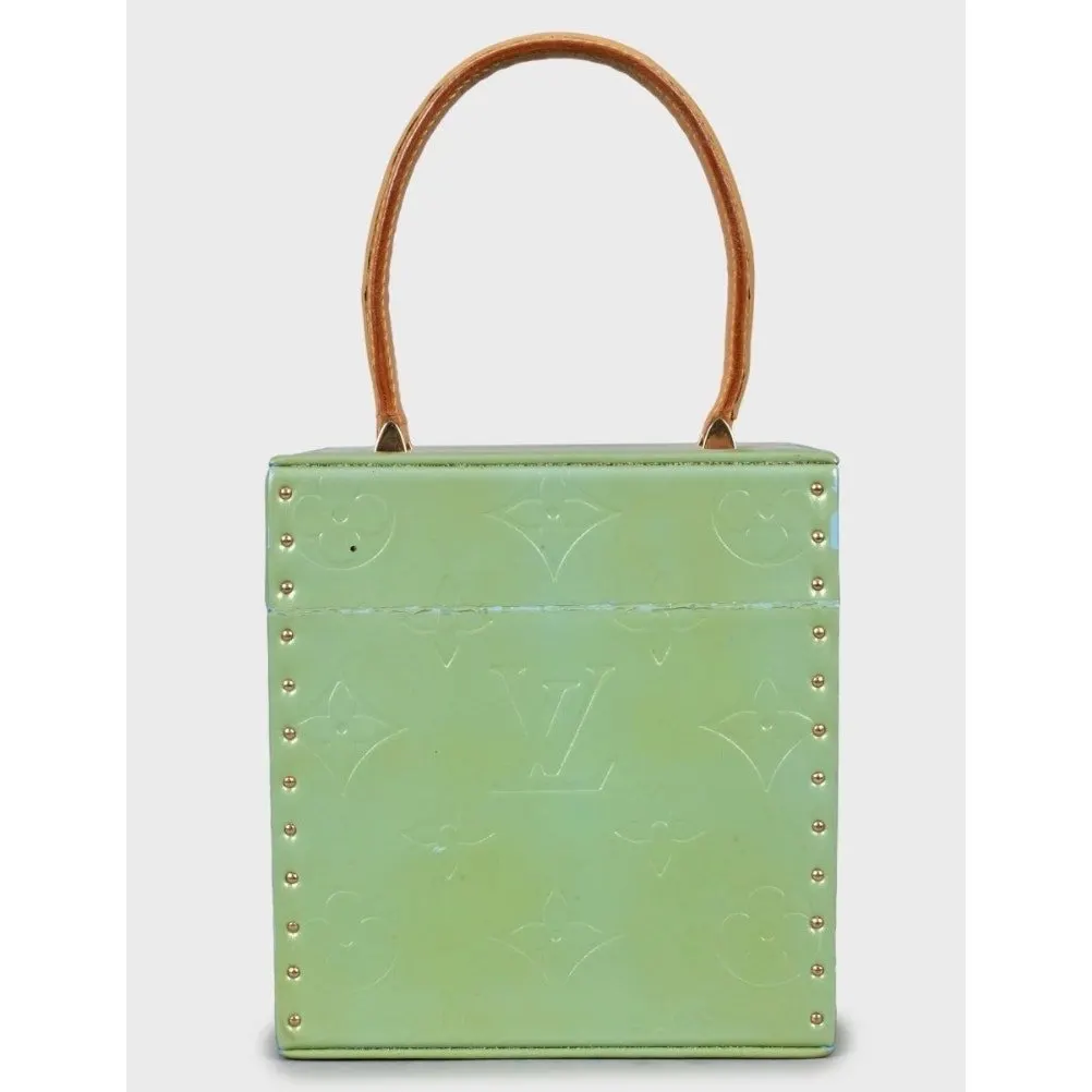 Louis Vuitton Bleecker Box Green Monogram Vernis Handbag Pre-owned Green Leather Good - Inside View