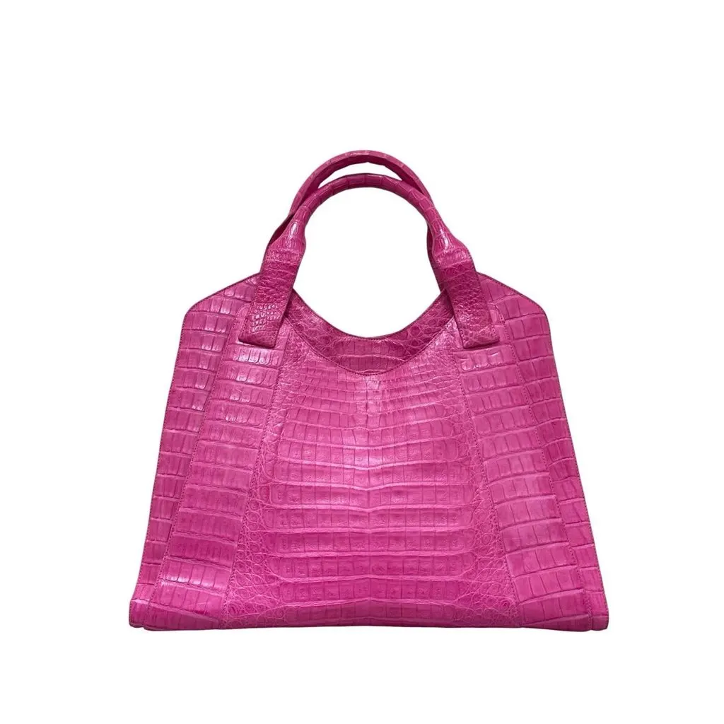 Unsigned Nancy Gonzalez Pink Lambskin Tote Pre-owned Pink Leather Good - Front View