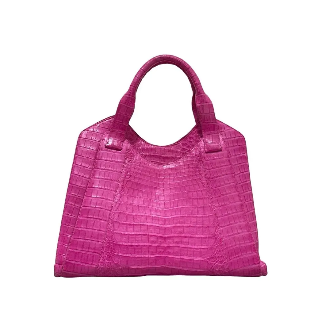 Unsigned Nancy Gonzalez Pink Lambskin  Tote Pre-owned Pink Leather Good - Back View