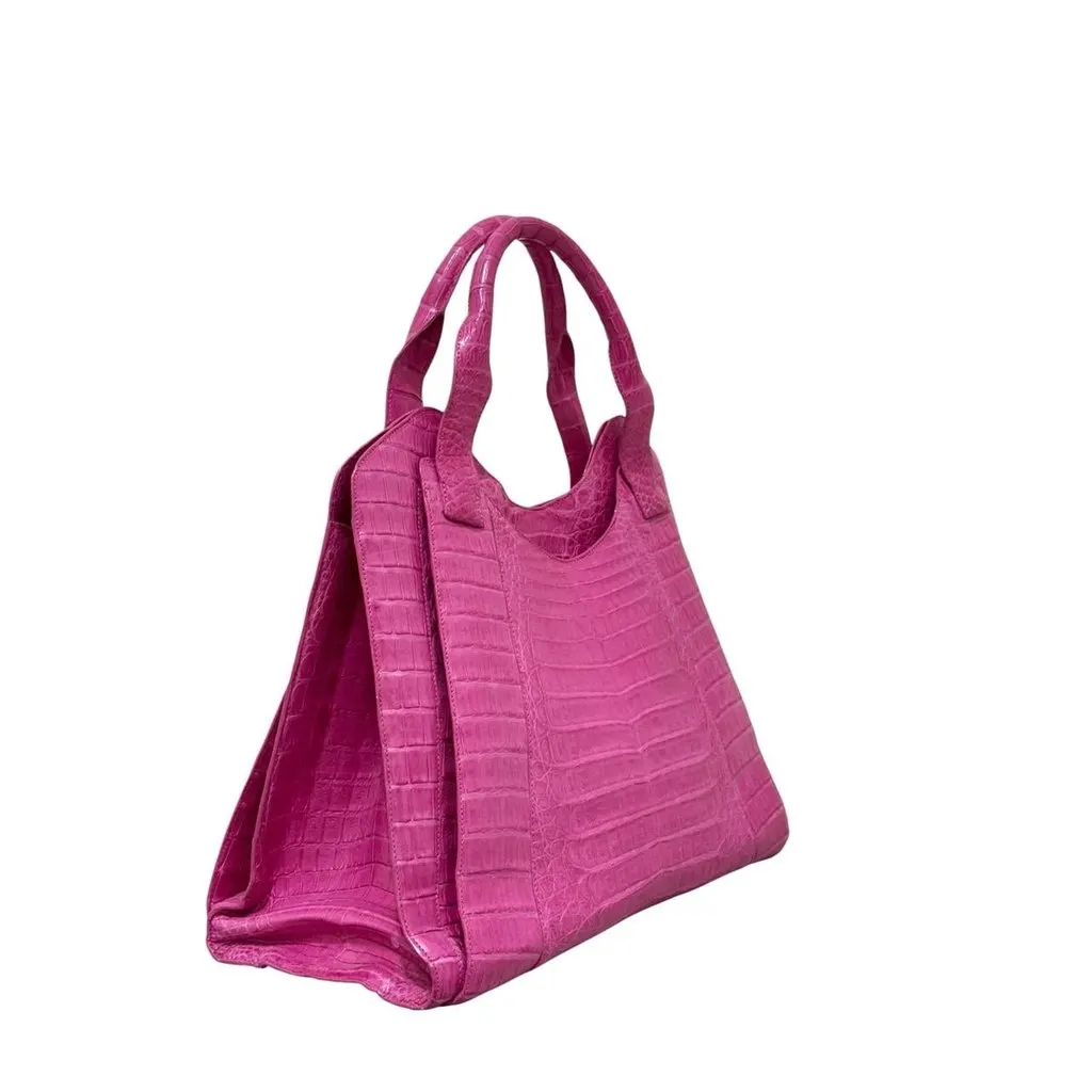 Unsigned Nancy Gonzalez Pink Lambskin  Tote Pre-owned Pink Leather Good - Inside View