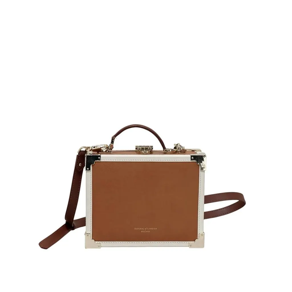 Aspinal of London Lion Head Box Trunk Crossbody Bag pre-owned Brown Leather Good - Back View